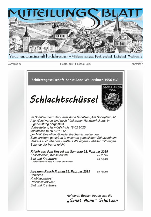 Mitteilungsblatt Verwaltungsgemeinschaft Kirchehrenbach Titelblatt 07/2025