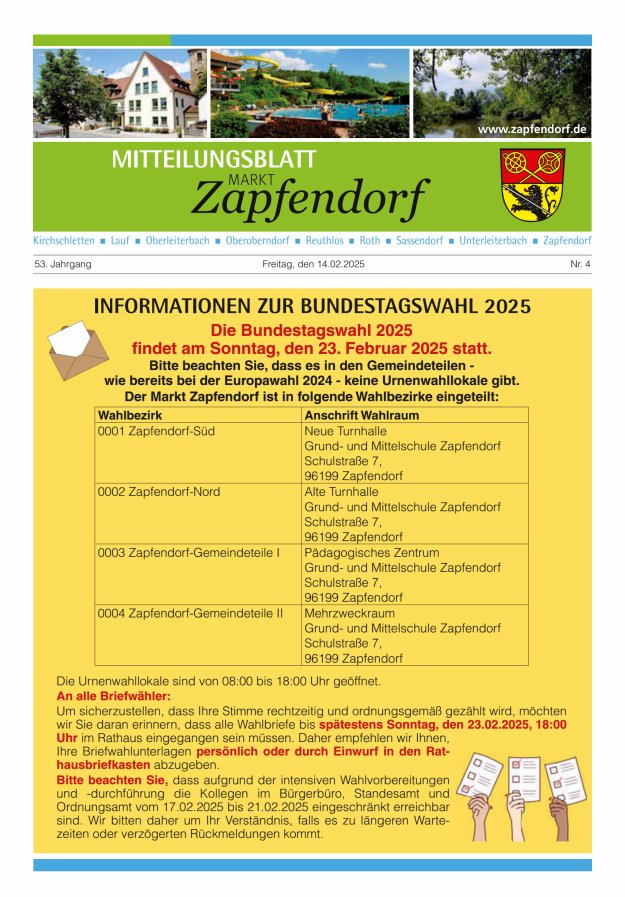 Mitteilungsblatt Markt Zapfendorf Titelblatt 04/2025