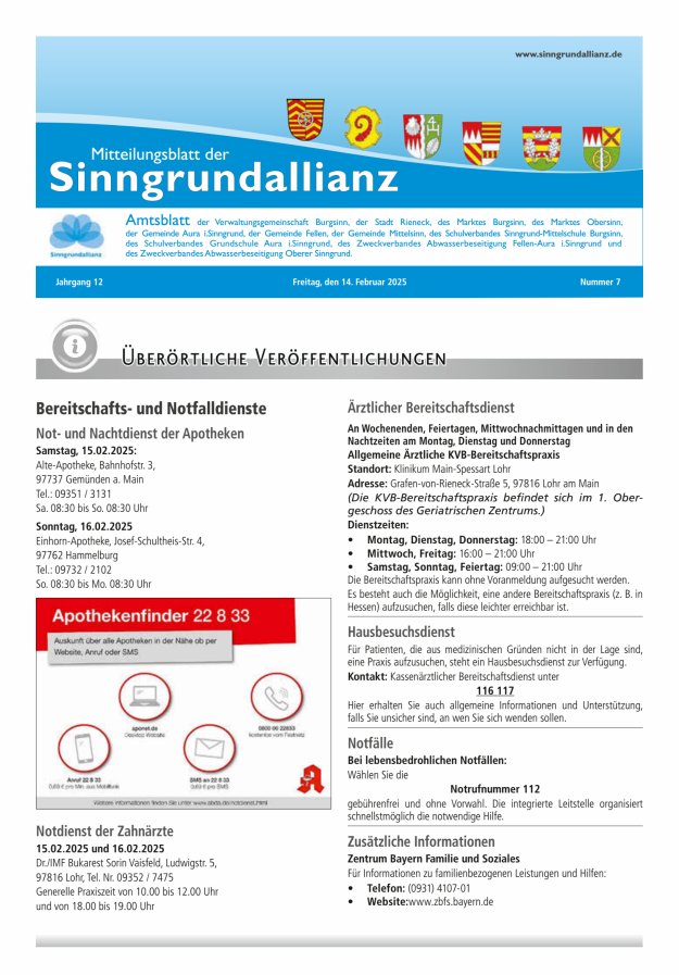 Mitteilungsblatt der Sinngrundallianz Titelblatt 07/2025