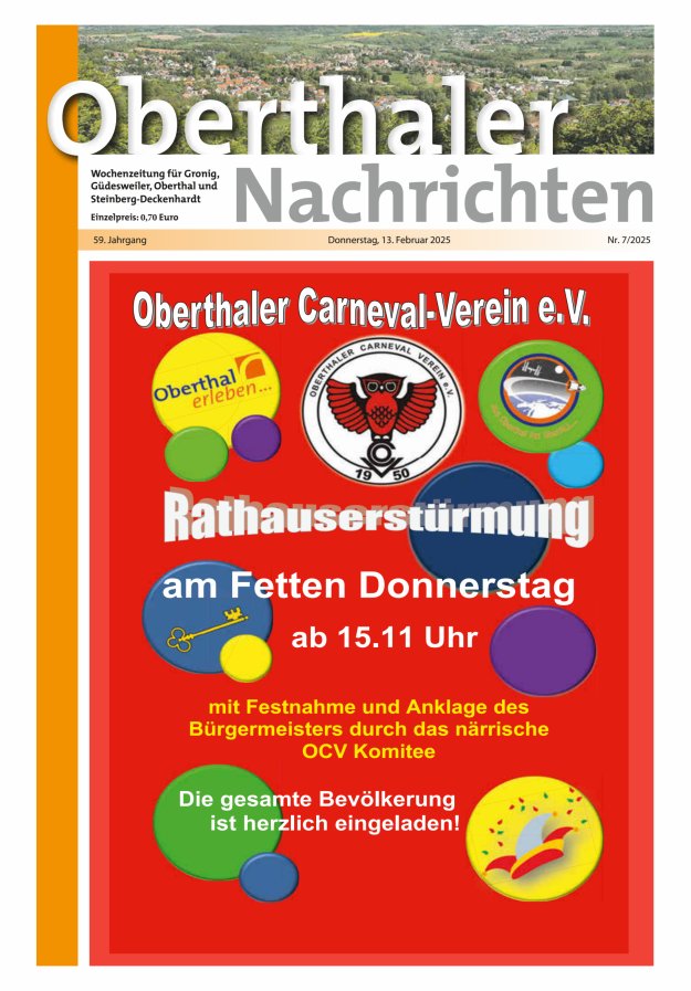 Oberthaler Nachrichten Titelblatt 07/2025