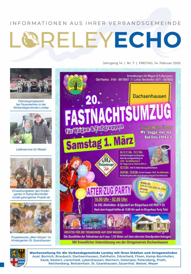 Loreley-Echo - Mitteilungsblatt der Verbandsgemeinde Loreley (Braubach) Titelblatt 07/2025