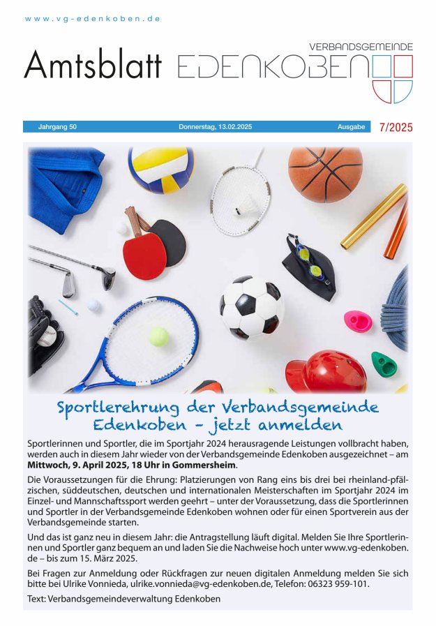 Amtsblatt VG Edenkoben Titelblatt 07/2025