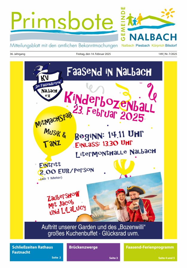 Primsbote Gemeinde Nalbach Titelblatt 07/2025