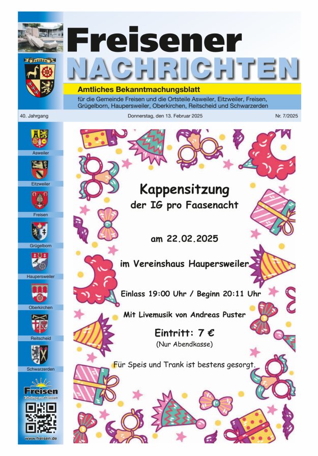 Freisener Nachrichten Titelblatt 07/2025