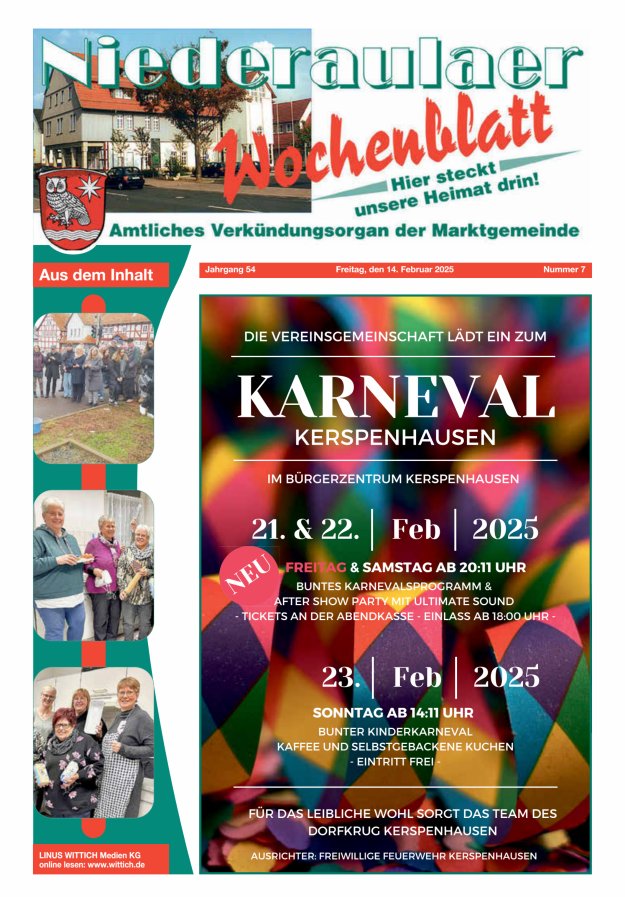 Niederaulaer Wochenblatt Titelblatt 07/2025