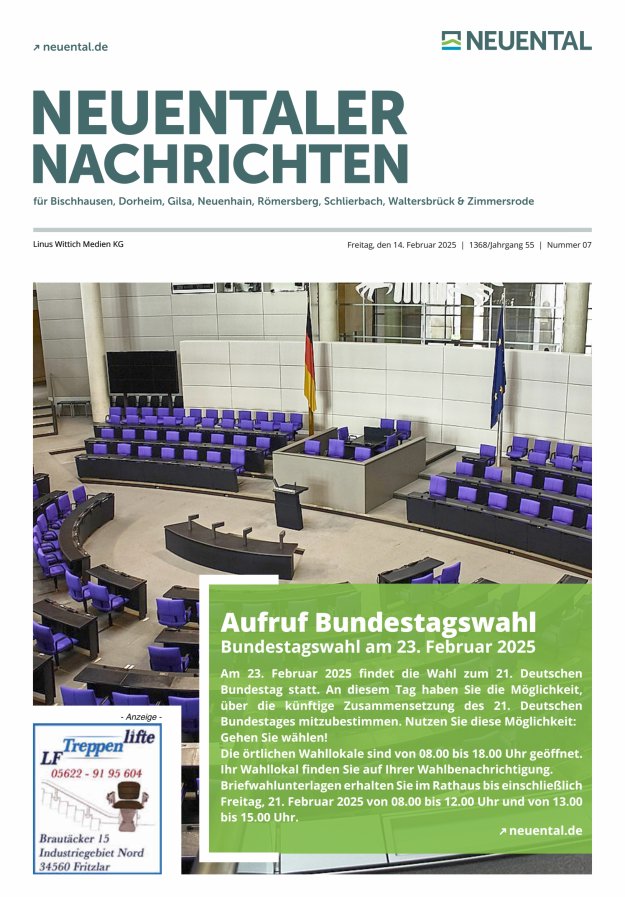 Neuentaler Nachrichten Titelblatt 07/2025