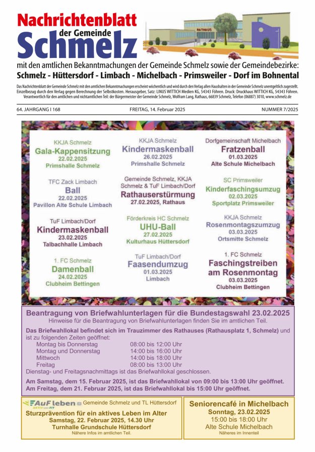 Nachrichtenblatt Schmelz Titelblatt 07/2025