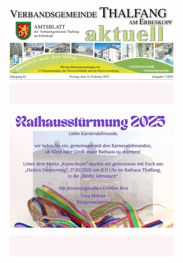 Thalfang aktuell - Amtsblatt VG Thalfang Titelblatt 07/2025