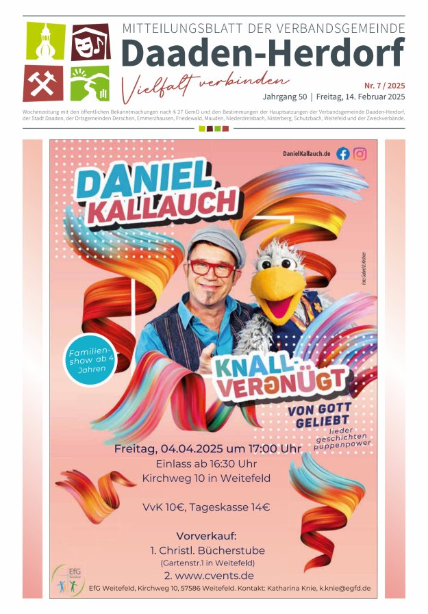 Mitteilungsblatt der Verbandsgemeinde Daaden-Herdorf Titelblatt 07/2025