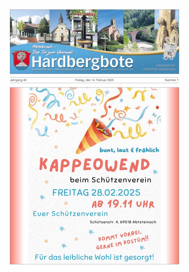 Hardbergbote - Mitteilungsblatt der Gemeinde Abtsteinach Titelblatt 07/2025