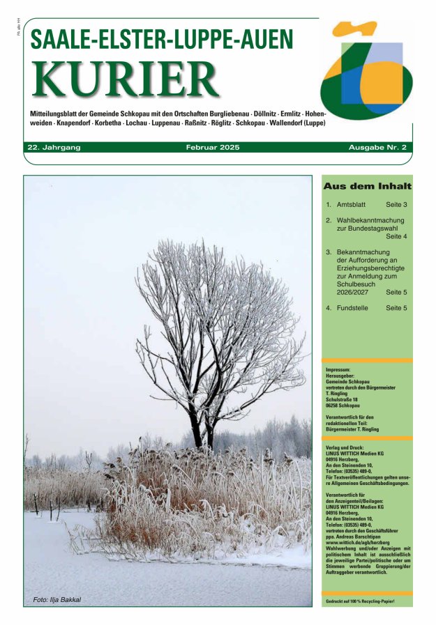 Saale-Elster-Luppe-Auen-Kurier Titelblatt 02/2025