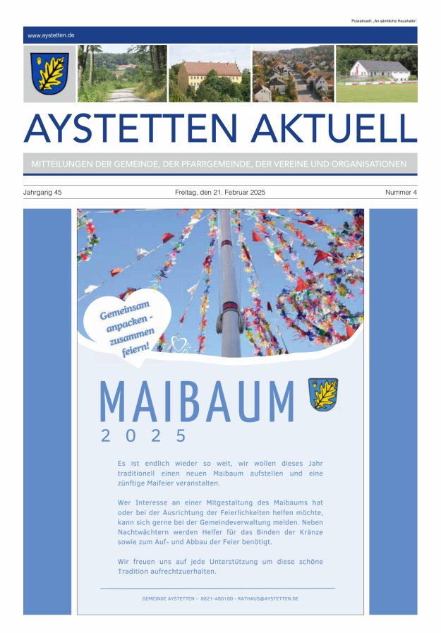 Aystetten Aktuell Wir über uns Titelblatt 04/2025