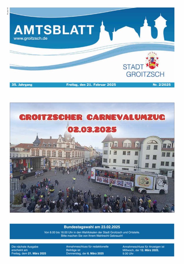 Amtsblatt Stadt Groitzsch Titelblatt 02/2025