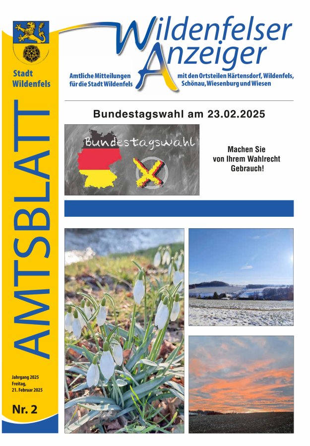 Wildenfelser Anzeiger Titelblatt 02/2025
