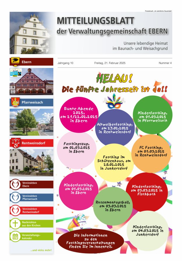 Mitteilungsblatt der Verwaltungsgemeinschaft Ebern Titelblatt 04/2025