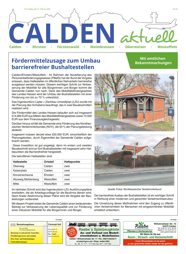 Calden aktuell Titelblatt 04/2025