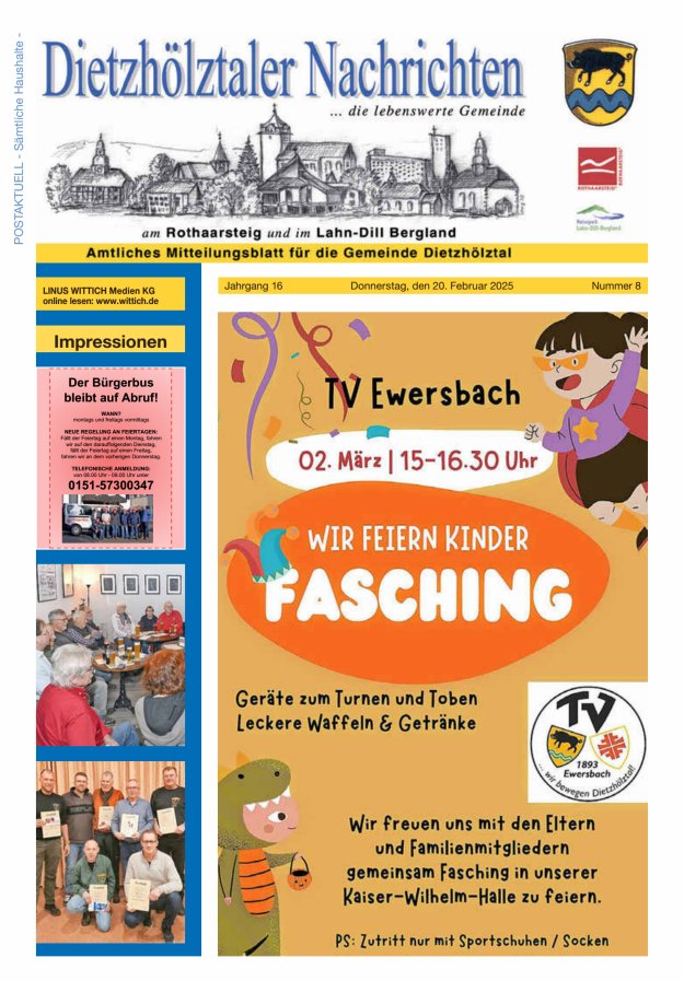 Dietzhölztaler Nachrichten Titelblatt 08/2025