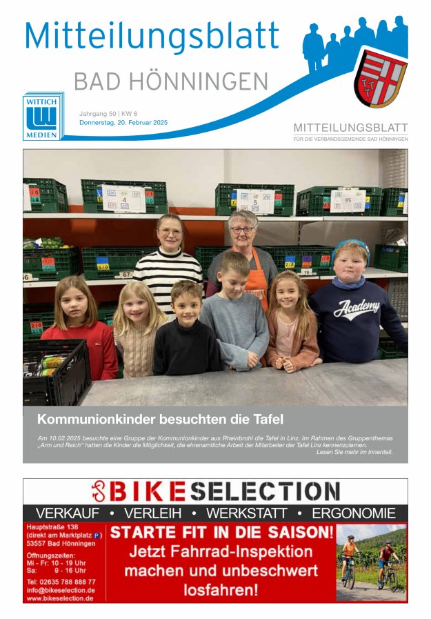 Mitteilungsblatt für den Bereich der Verbandsgemeinde Bad Hönningen Titelblatt 08/2025