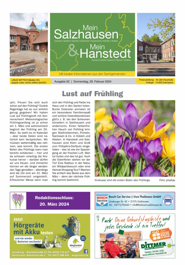 Mein Salzhausen   Mein Hanstedt Titelblatt 02/2024