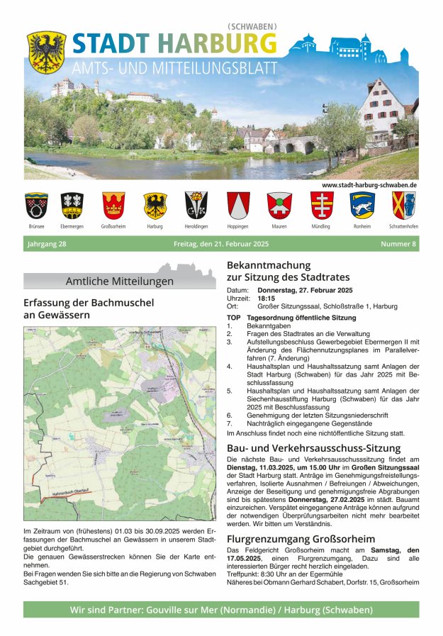 Amts- und Mitteilungsblatt der Stadt Harburg Titelblatt 08/2025