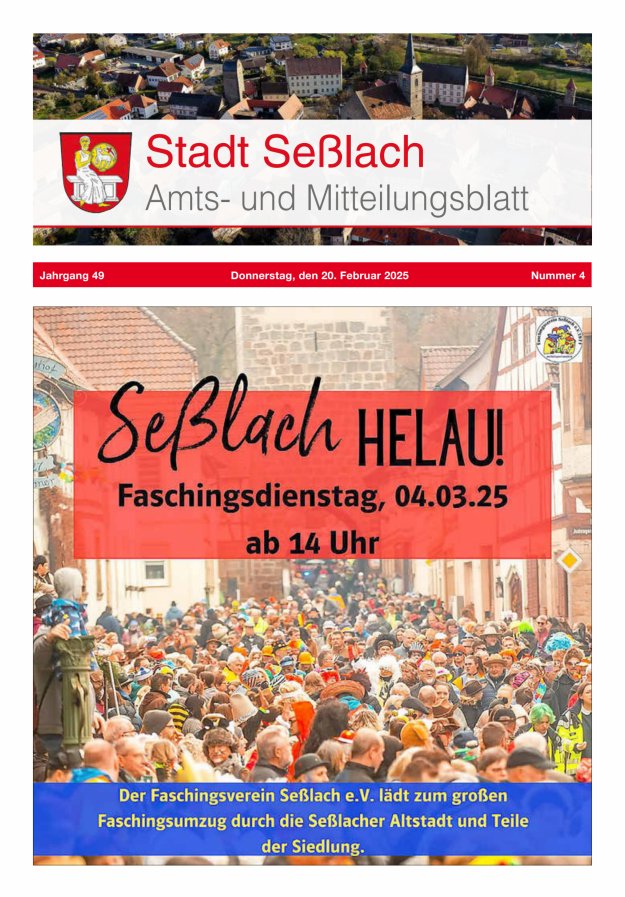 Amts- und Mitteilungsblatt Stadt Seßlach Titelblatt 04/2025