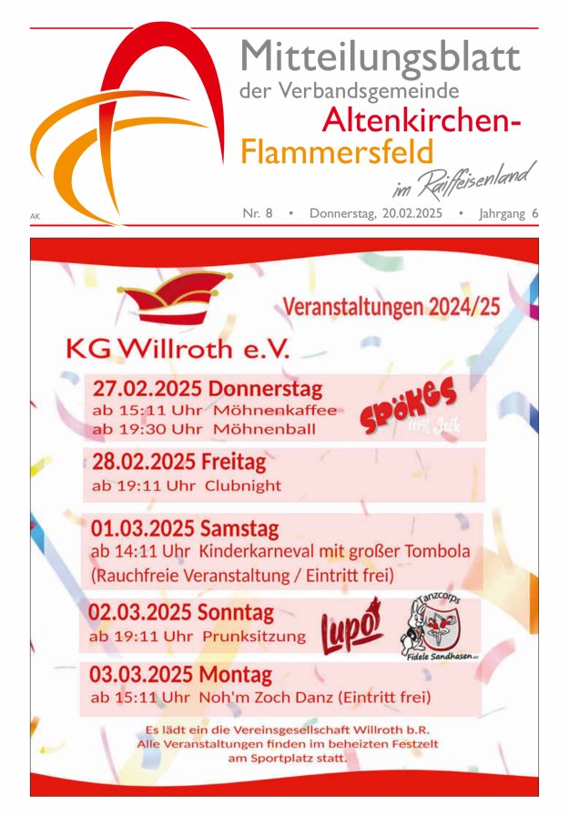 Mitteilungsblatt Verbandsgemeinde Altenkirchen-Flammersfeld Titelblatt 08/2025