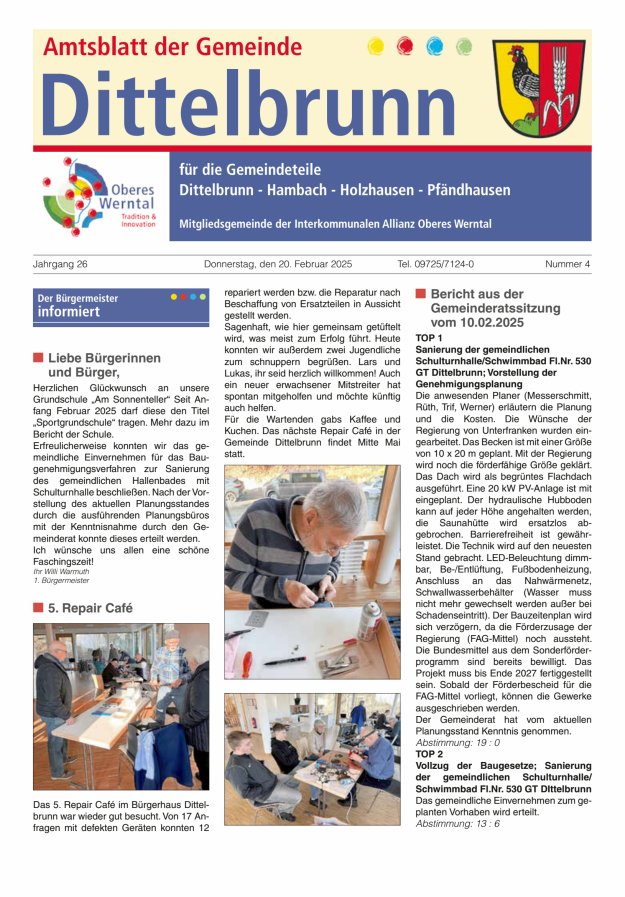 Amtsblatt der Gemeinde Dittelbrunn Titelblatt 04/2025