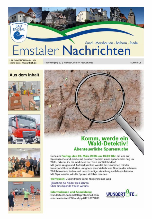 Emstaler Nachrichten Titelblatt 08/2025