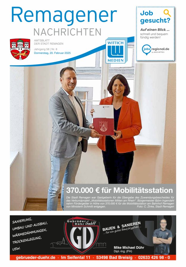 Remagener Nachrichten Titelblatt 08/2025
