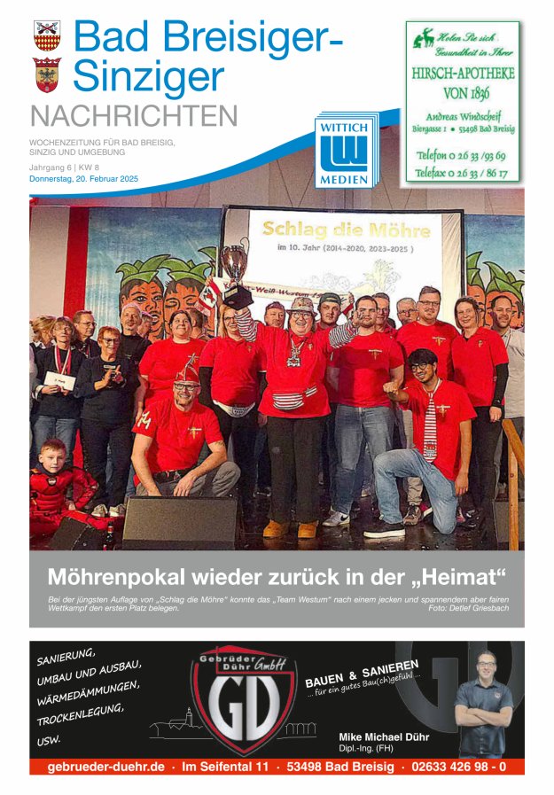 Bad Breisiger-Sinziger Nachrichten Titelblatt 08/2025