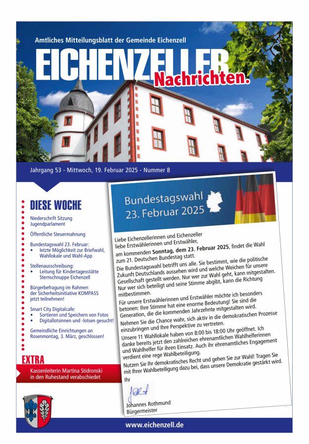 Amtliches Mitteilungsblatt der Gemeinde Eichenzell Titelblatt 08/2025