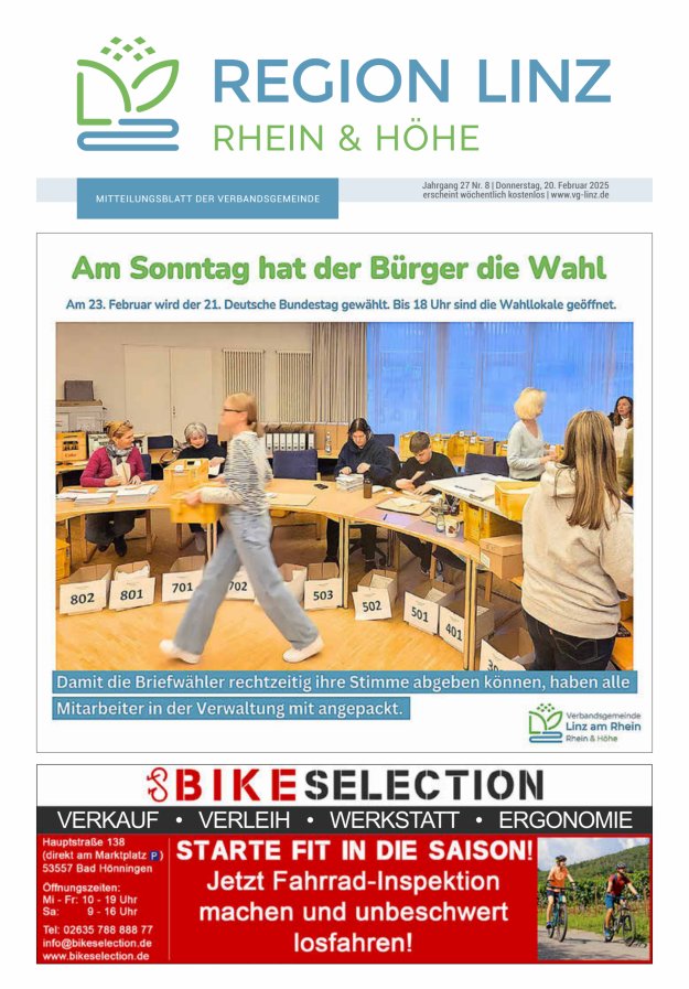 Unsere Verbandsgemeinde Linz am Rhein Titelblatt 08/2025