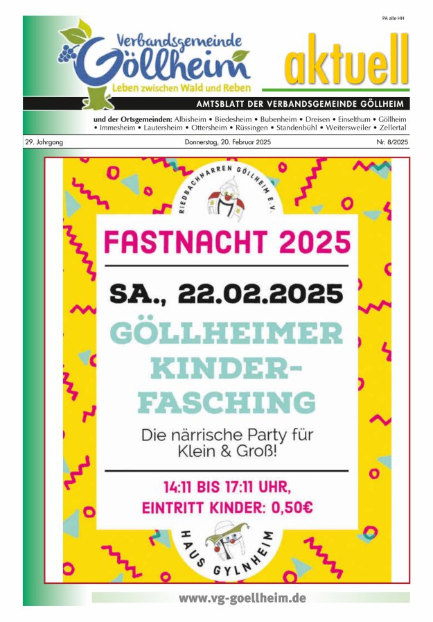 Verbandsgemeinde Göllheim aktuell Titelblatt 08/2025