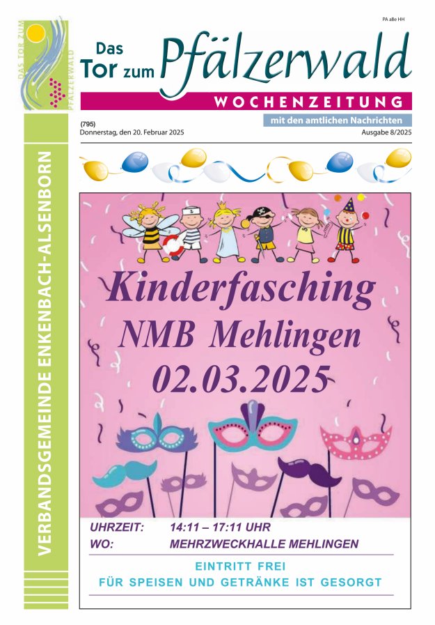Das Tor zum Pfälzer Wald - VG Enkenbach-Alsenborn Titelblatt 08/2025