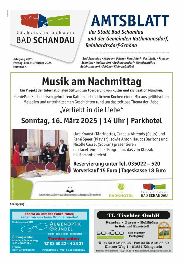 Amtsblatt der Stadt Bad Schandau und der Gemeinden Titelblatt 04/2025