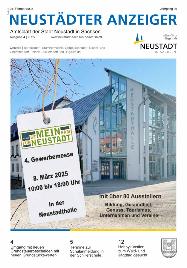 Neustädter Anzeiger - Amts- und Heimatblatt der Stadt Neustadt in Sachsen Titelblatt 04/2025