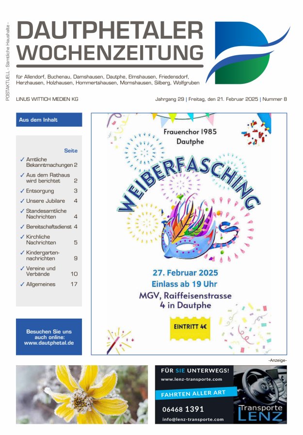 Dautphetaler Wochenzeitung Titelblatt 08/2025
