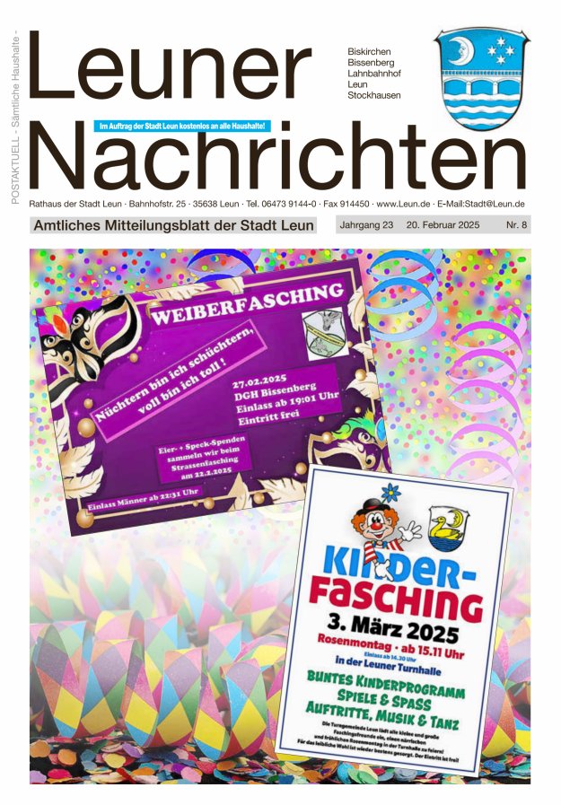 Leuner Nachrichten Titelblatt 08/2025