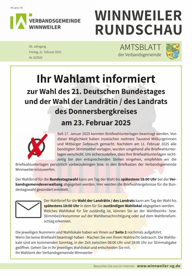 Winnweiler Rundschau Titelblatt 08/2025