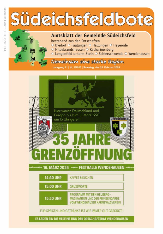 Amtsblatt der Gemeinde Südeichsfeld Titelblatt 02/2025