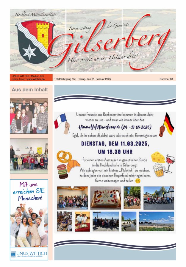 Hochland Mitteilungsblatt Gilserberg Titelblatt 08/2025