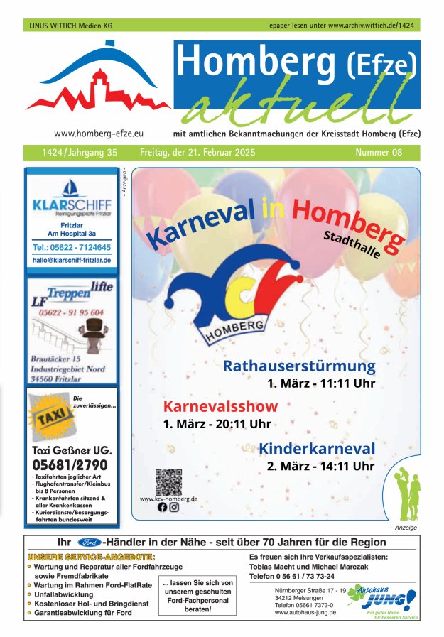 Homberg Efze aktuell Titelblatt 08/2025