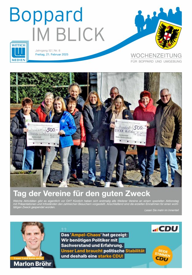 Boppard im Blick - Heimatzeitung für die Stadt Boppard Titelblatt 08/2025