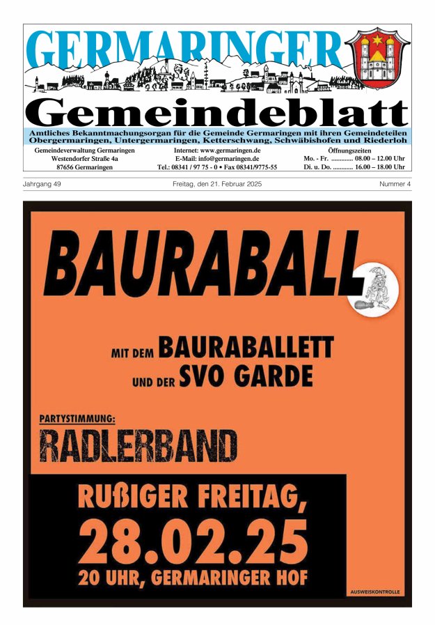 Germaringer Gemeindeblatt Titelblatt 04/2025