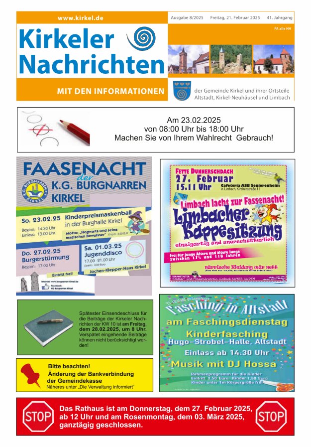 Kirkeler Nachrichten Titelblatt 08/2025