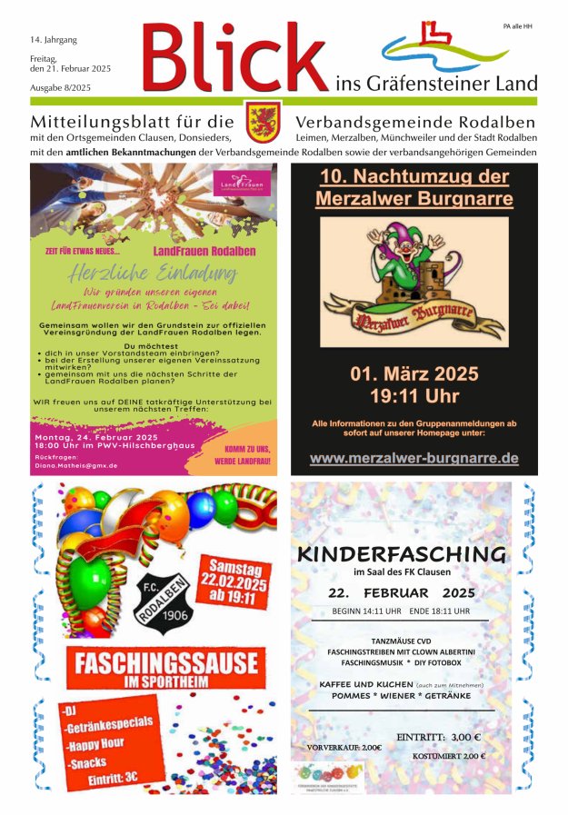 Blick ins Gräfensteiner Land VG Rodalben Titelblatt 08/2025