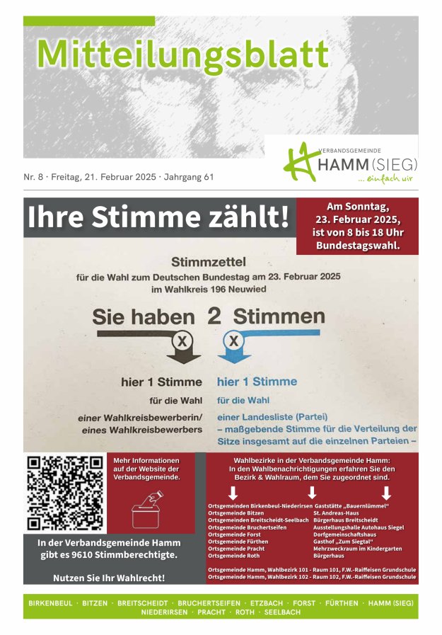 Mitteilungsblatt Hamm (Sieg) Titelblatt 08/2025