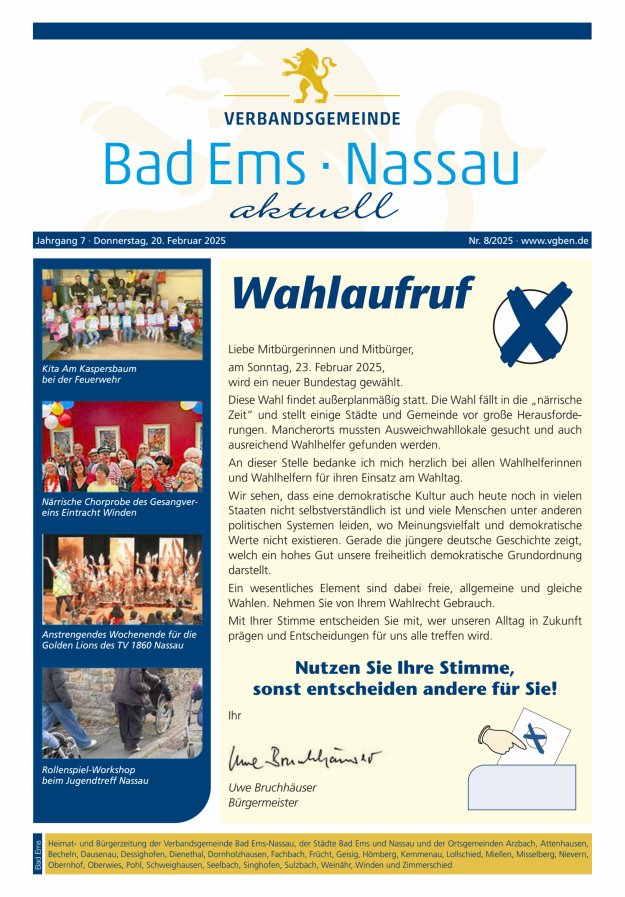 Bad Ems-Nassau aktuell Ausgabe Bad Ems Titelblatt 08/2025