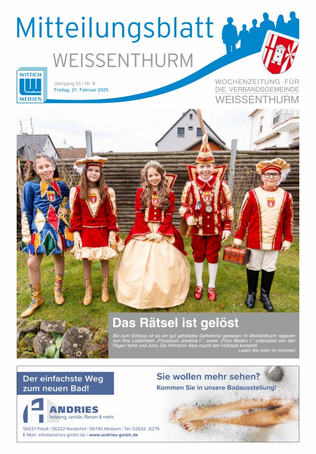 Mitteilungsblatt für den Bereich der Verbandsgemeinde Weißenthurm Titelblatt 08/2025