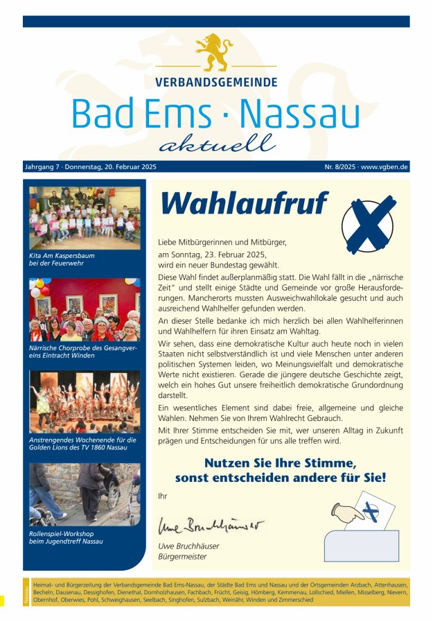 Bad Ems-Nassau aktuell Ausgabe Nassau Titelblatt 08/2025